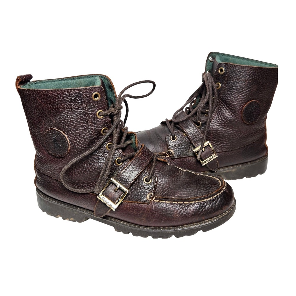 Kids Polo Ralph Lauren Size 6 Brown Leather Ranger Buckle Lace Up Boots